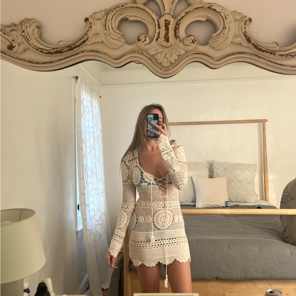 rat & boa mini dress- crochet coverup